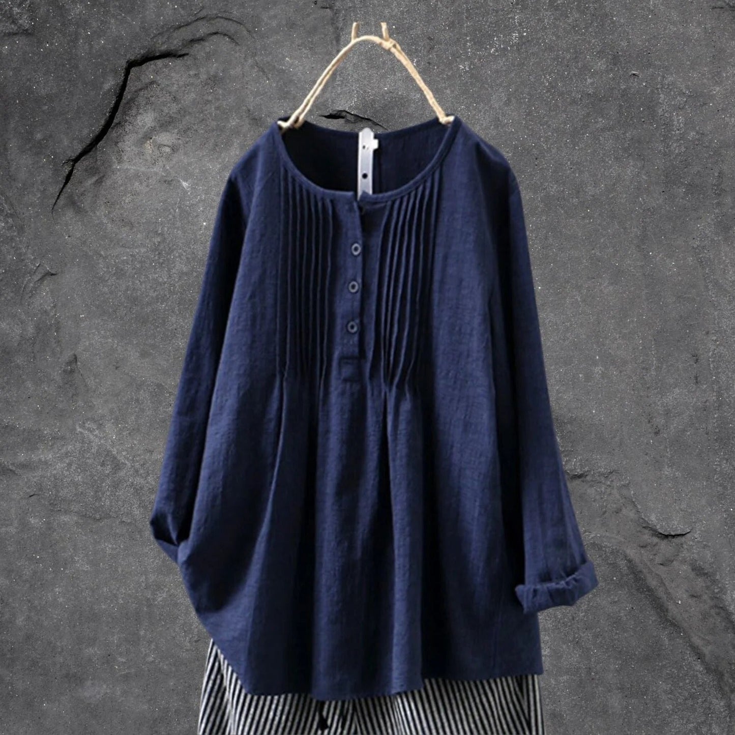 Blouse Femme Été Légère avec Plis et Boutons Décontractés
