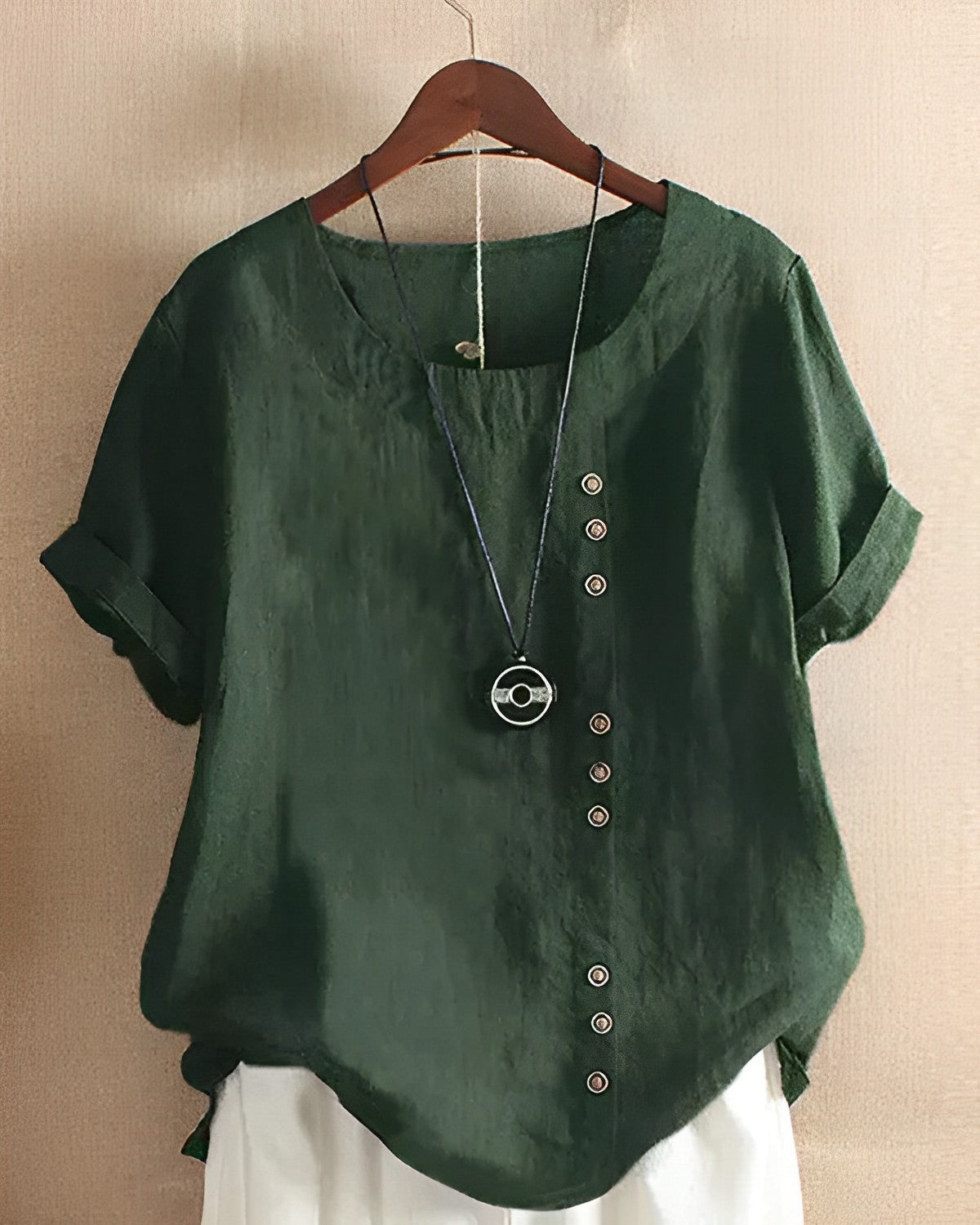 Blouse Femme Décontractée Manches Courtes Col Rond Été