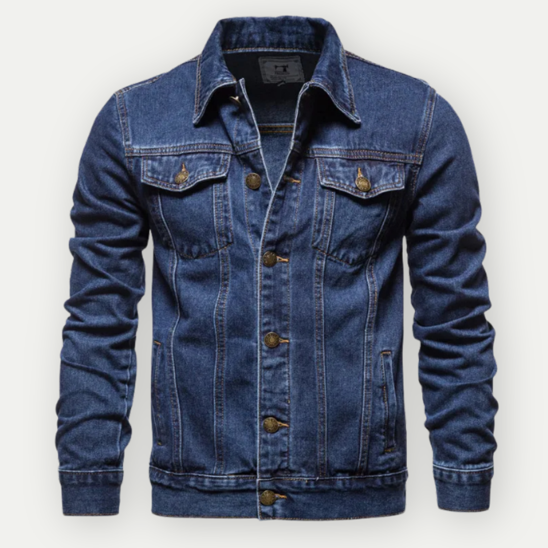 Veste Jean Homme Noir Classique avec Boutons Métal