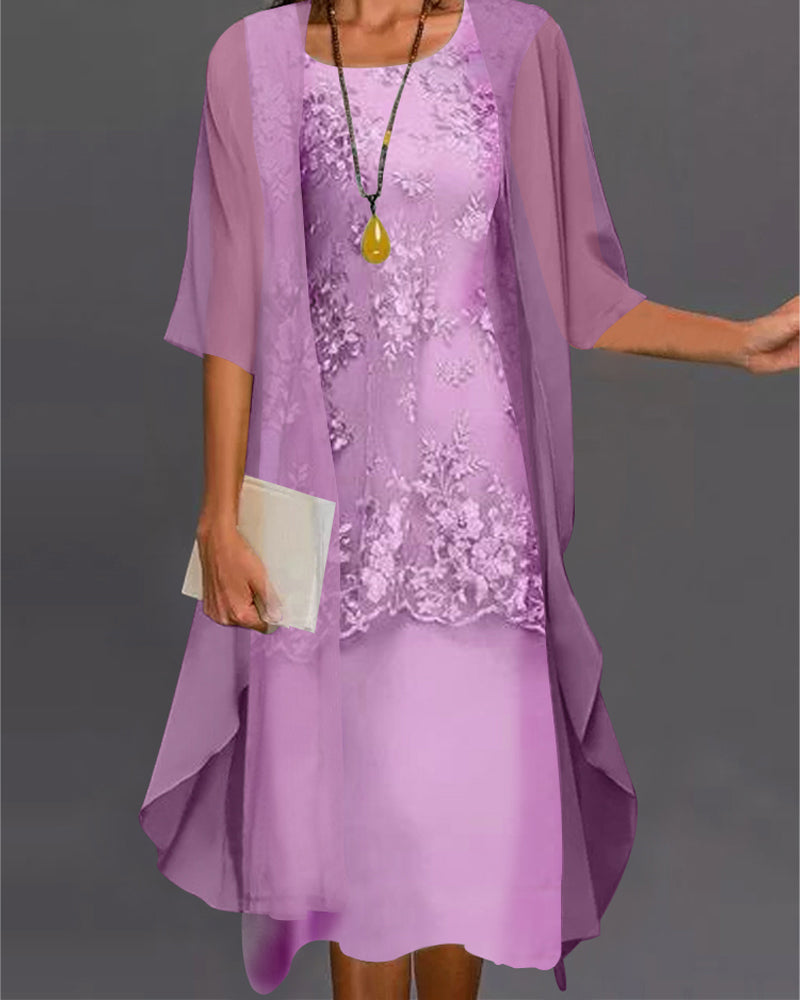 Robe Femme Élégante Deux Pièces en Dentelle Délicate