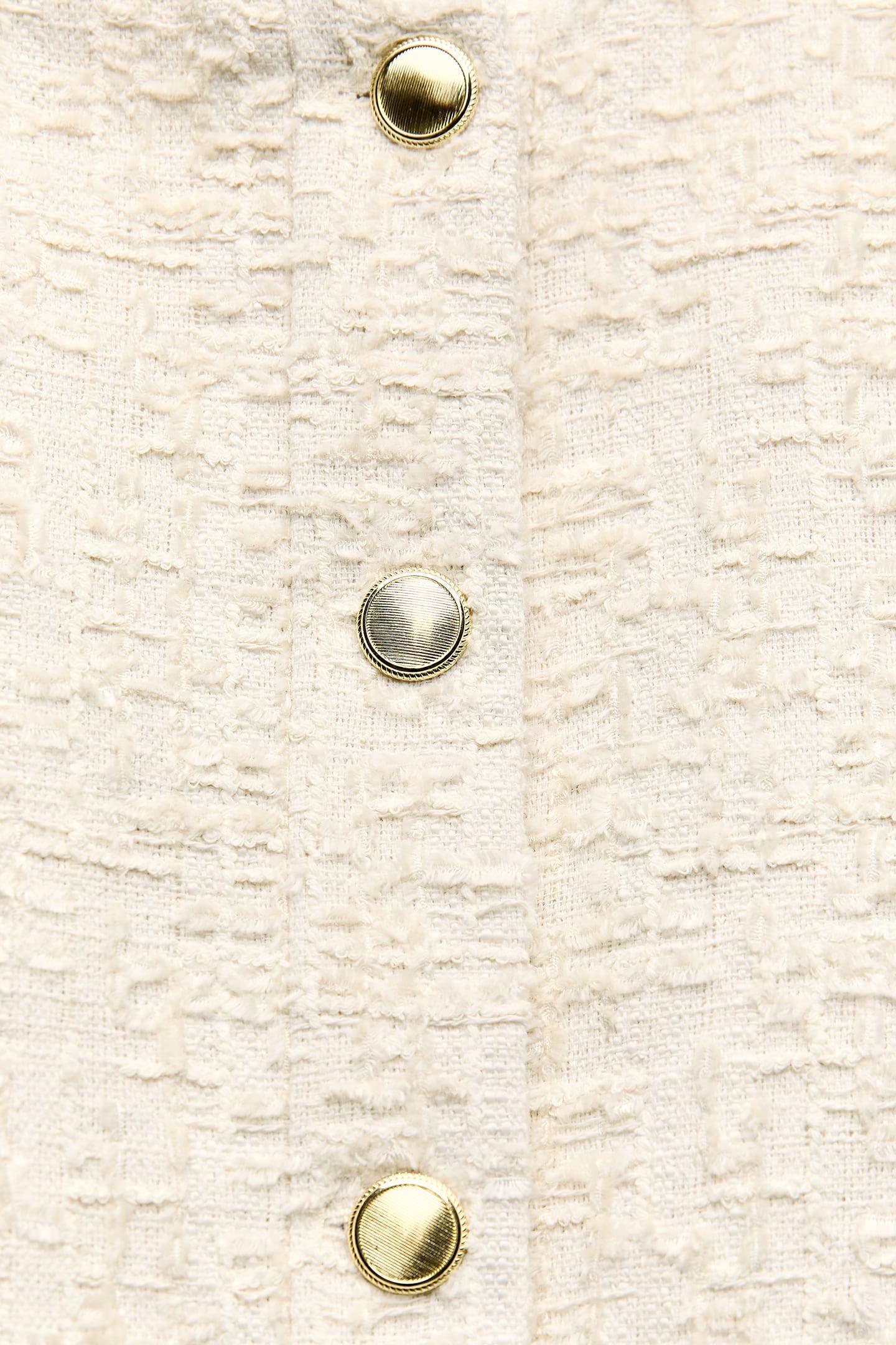 Veste Courte Boutonnée à Fermeture Éclair Dorée