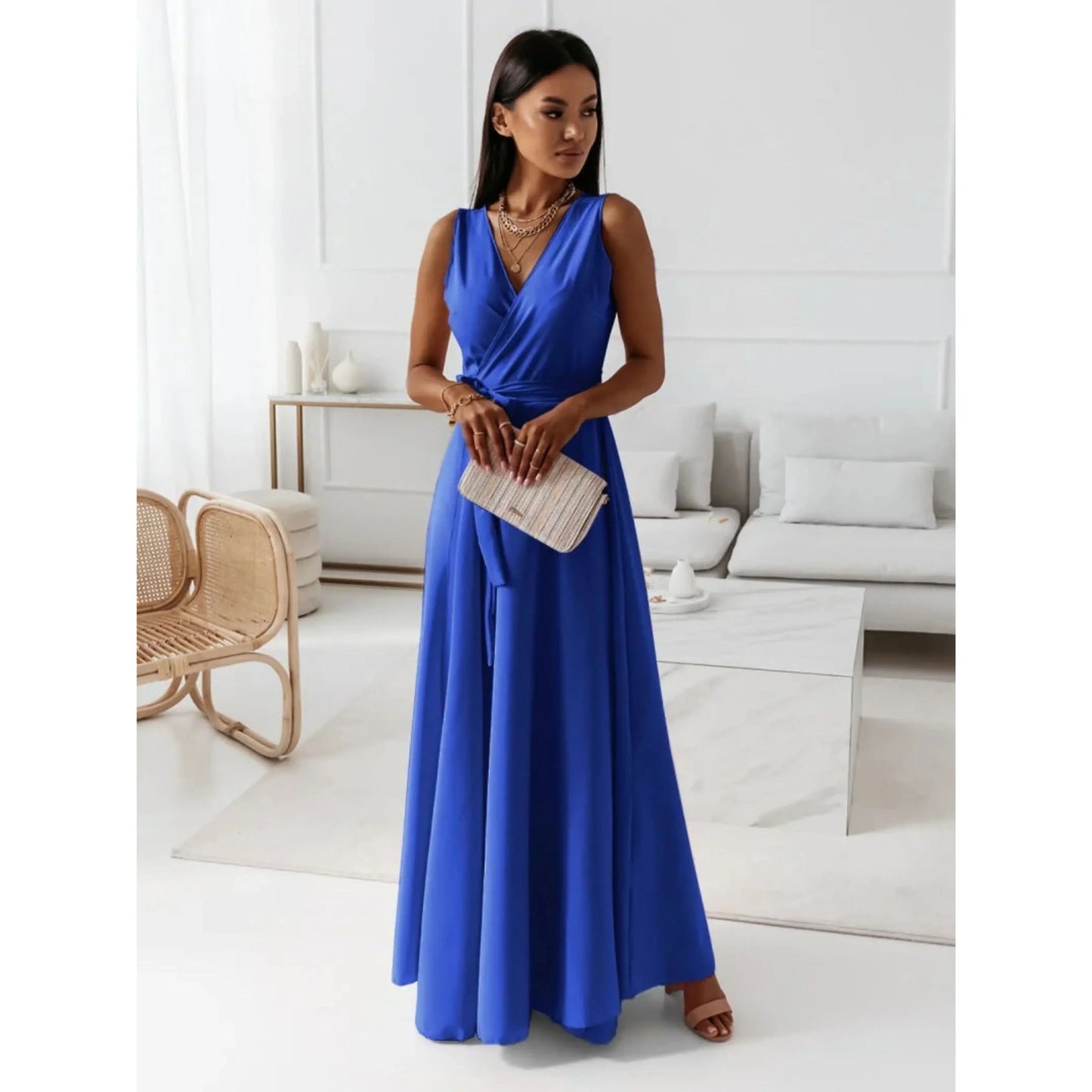 Robe Femme Col V Élégante et Chic