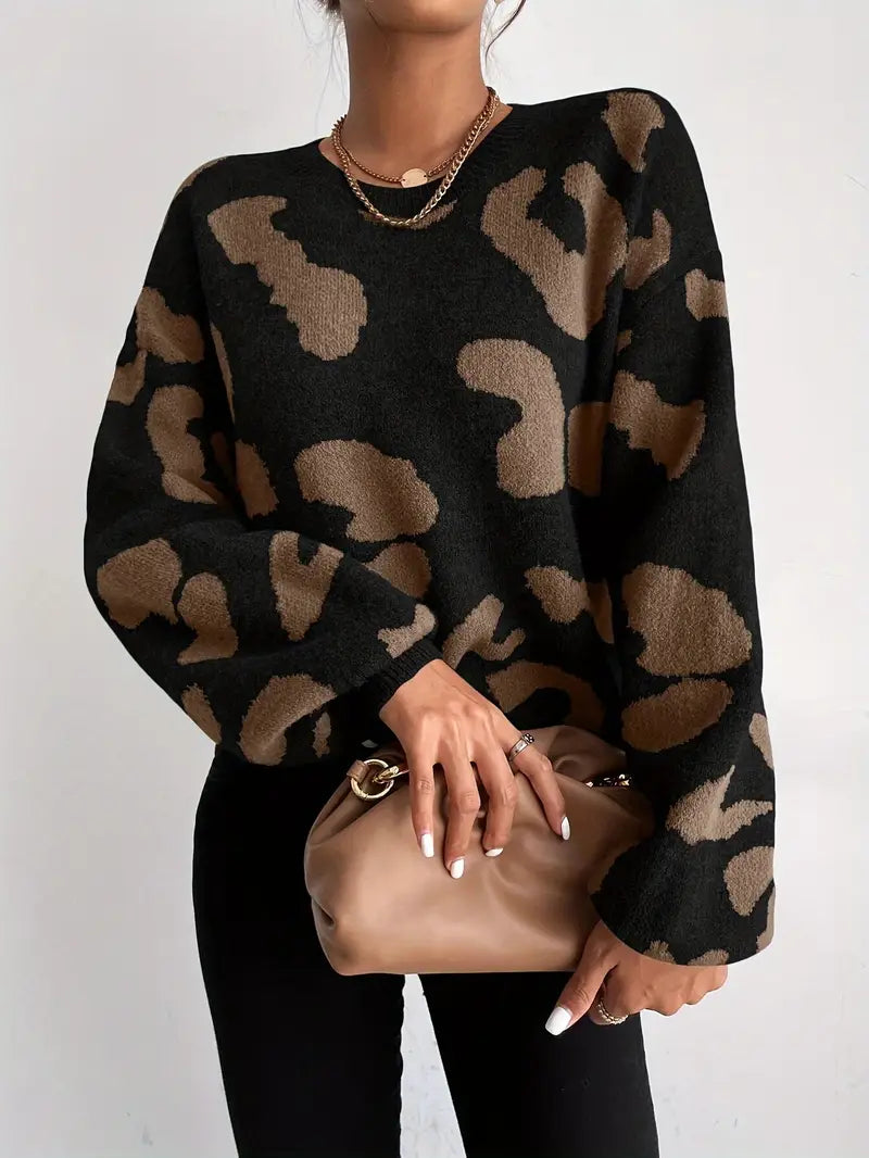 Pull Femme Col Rond Léopard Chic et Tendance - PanierRoyale
