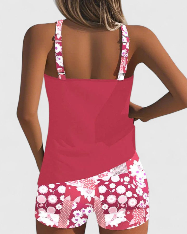 Tankini Deux Pièces Femme Polyester Coupe Sportive Dos Nageur