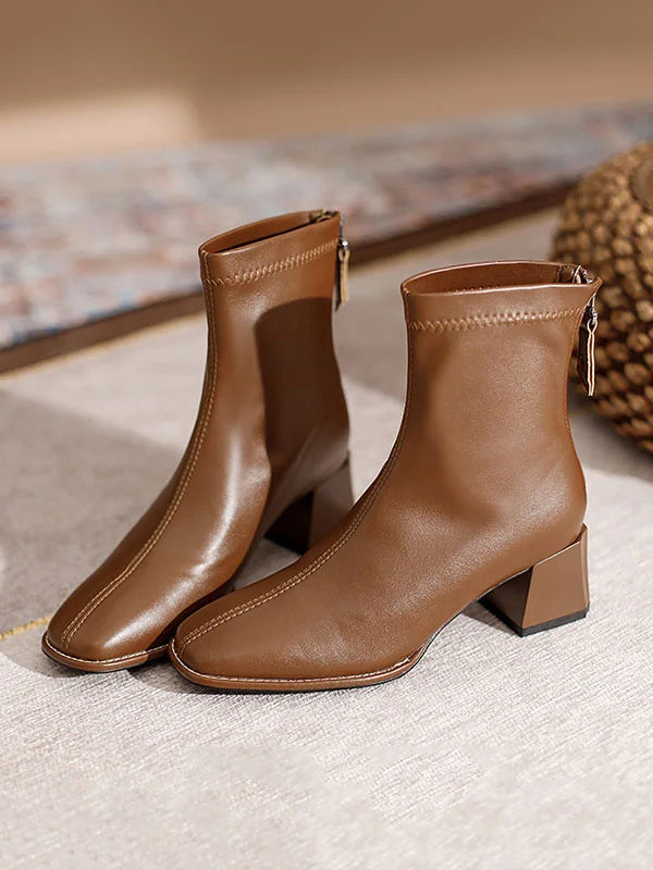 Bottes Femmes Chaussures Zippées Confort pour Tous les Jours