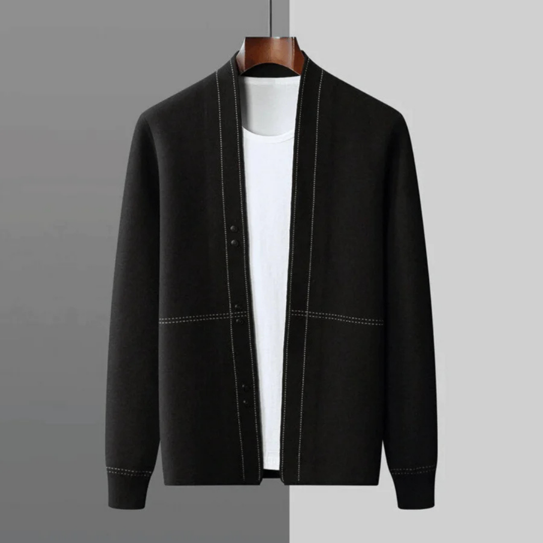 Pull Homme en Laine Noir Élégant