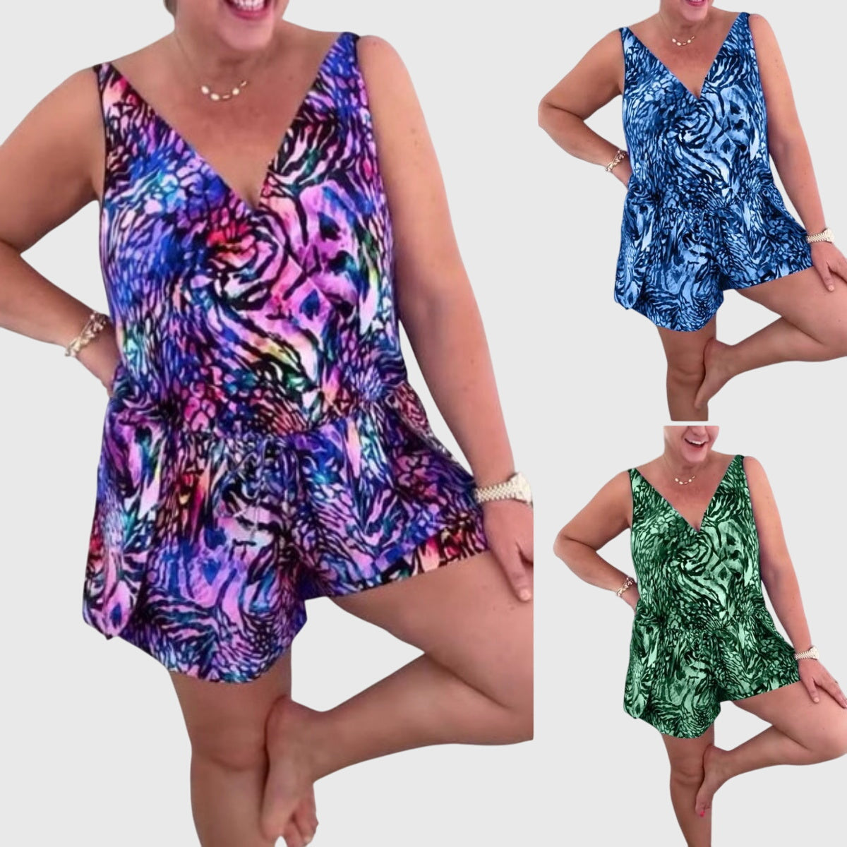 Robe Maillot de Bain Femme Imprimé Col V Sans Manches Été