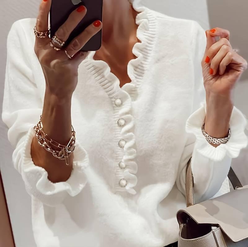 Pull Femme Élégant Col V Décontracté