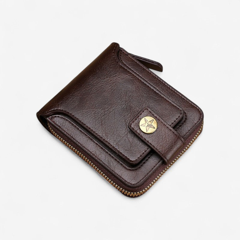 Portefeuille Cuir Classique à Fermeture Éclair pour Homme
