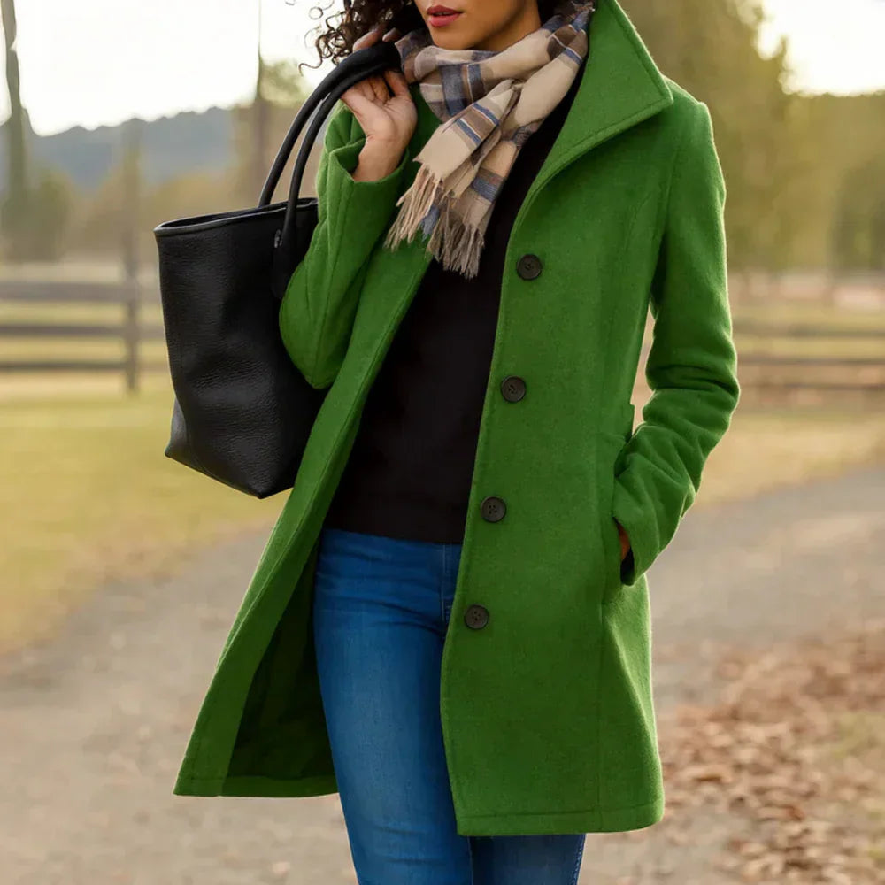 Manteau Femme Hiver Long Élégant avec Boutons