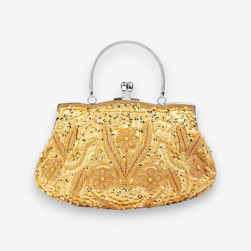 Pochette Main Perlée Fleuri Élégante