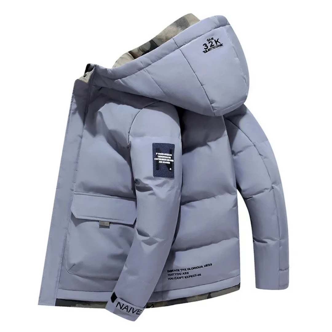 Veste Hiver Homme à Capuche Zippée Chaude et Imperméable