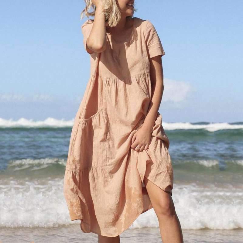 Robe Femme Élégante Manches Courtes pour Été - PanierRoyale
