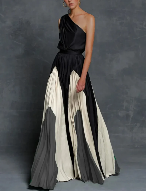 Robe de soirée grande taille élégante asymétrique