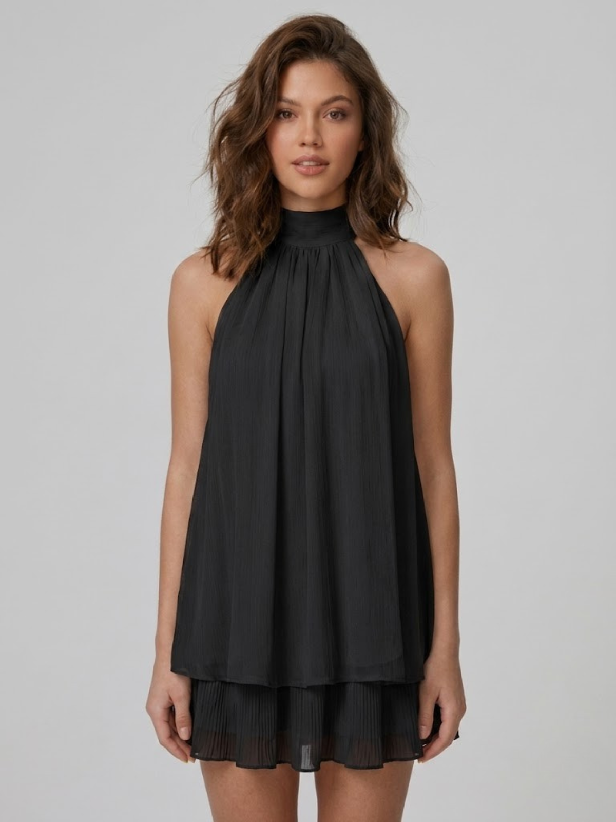 Robe Courte Femme Dos Nu Col Halter Volantée