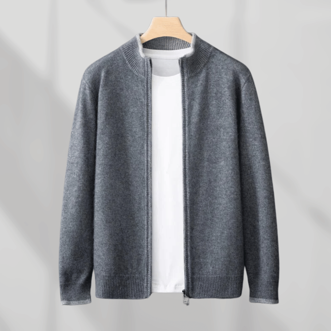 Veste Cachemire Homme Zippée Manches Longues