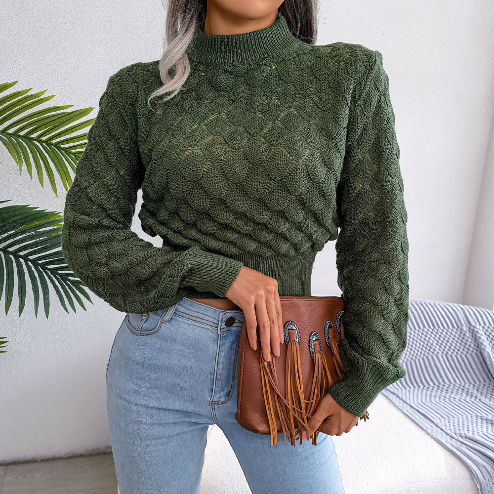 Pull Femme Gris Clair en Maille avec Manches Longues