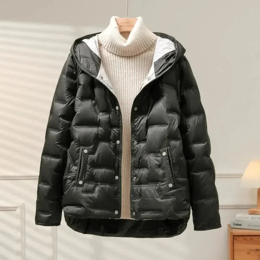Veste Femme Hivernale Douce avec Capuche et Fermeture Éclair
