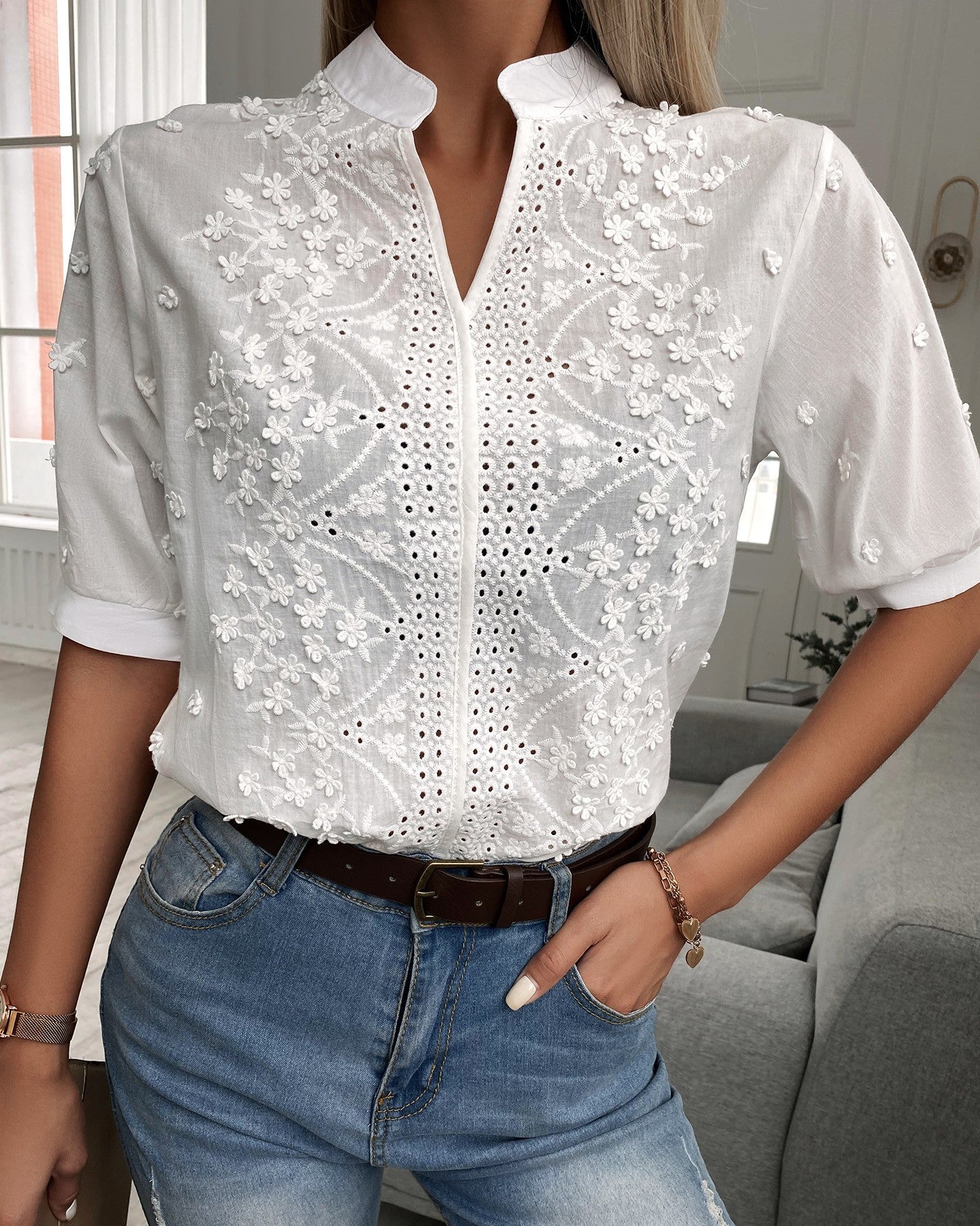 Variant image for IzaElegance™ – Chemisier Femme Chic Confortable en Coton et Polyester-1