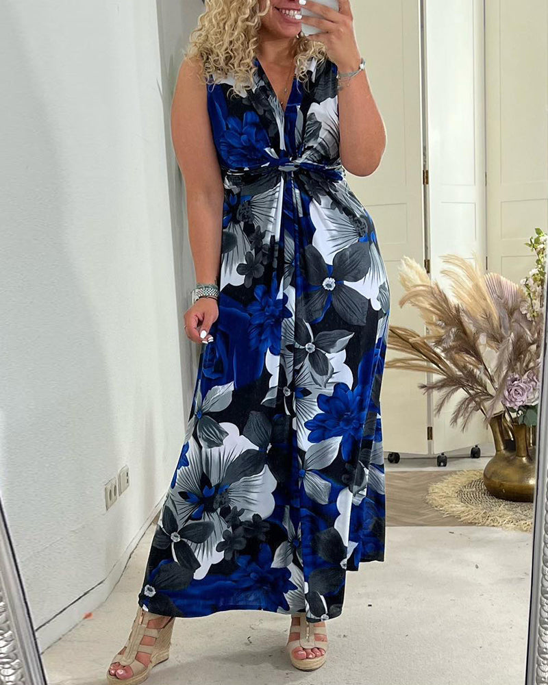 Robe Maxi Femme Fluide Sans Manches Coupe Droite