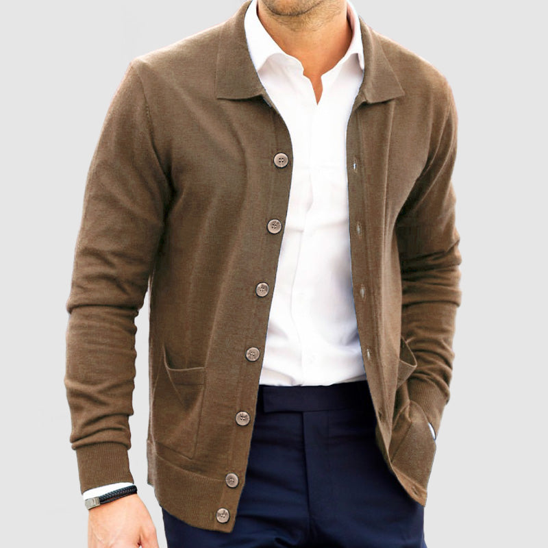 Cardigan Homme Hiver Chaud avec Poche et Col