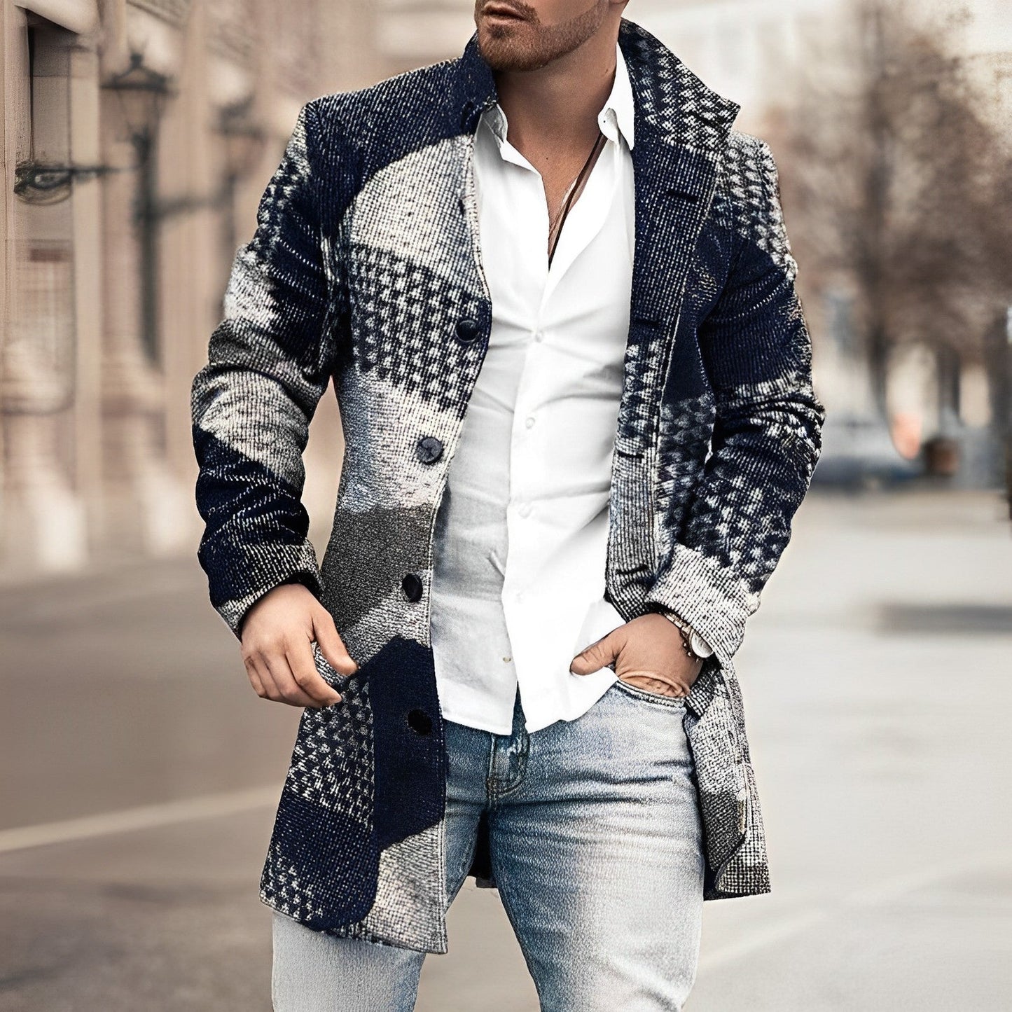 Manteau Homme Hiver Carreaux Détachable et Imperméable