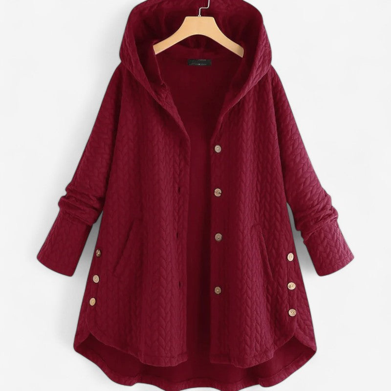 Veste mi-longue casual avec capuche et poches zippées
