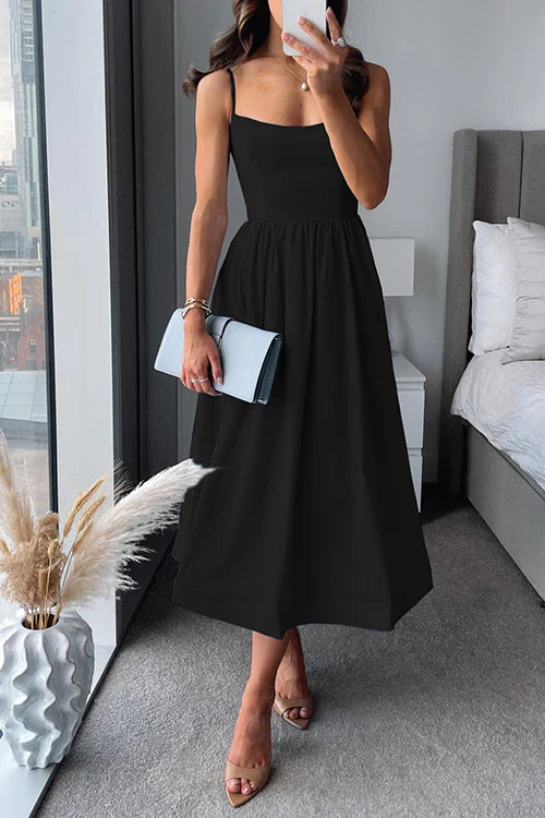 Variant image for BelleRue™ – Robe Midi Femme Chic Cintrée avec Bretelles Spaghetti-13