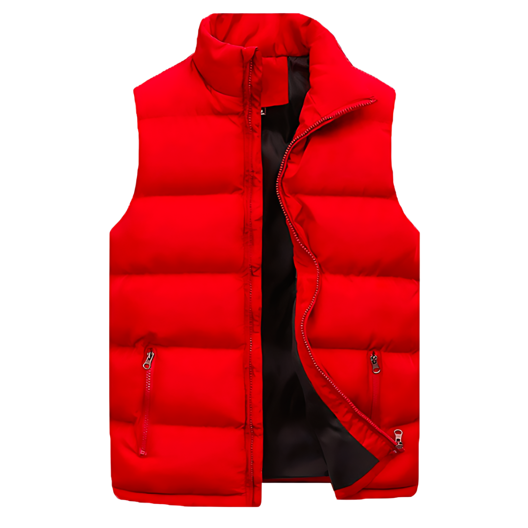 Gilet sans manches chic avec poches zippées et col montant