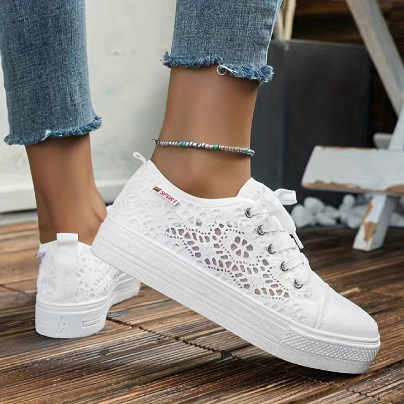 Geneve™ – Baskets Chic en Dentelle Respirantes et Confortables Noir & Blanc-1