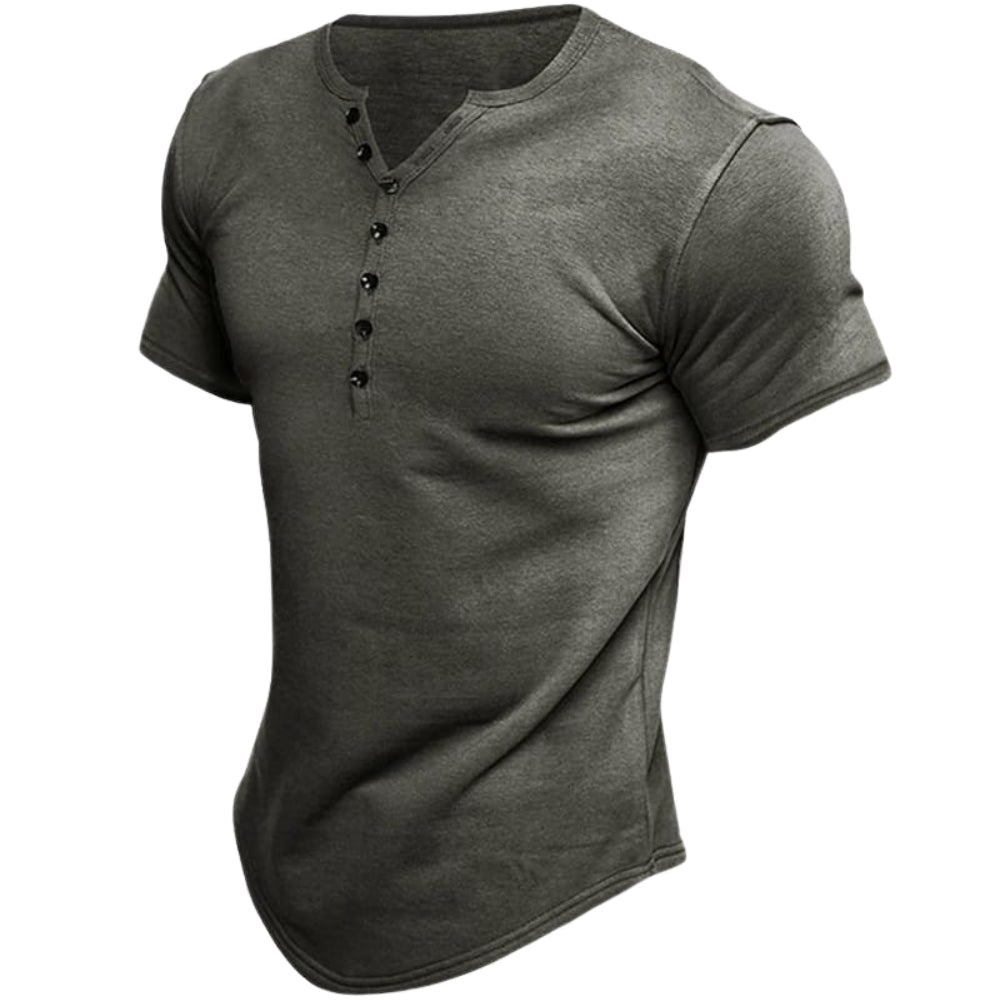 Chemise Homme Casual Col Rond en Coton