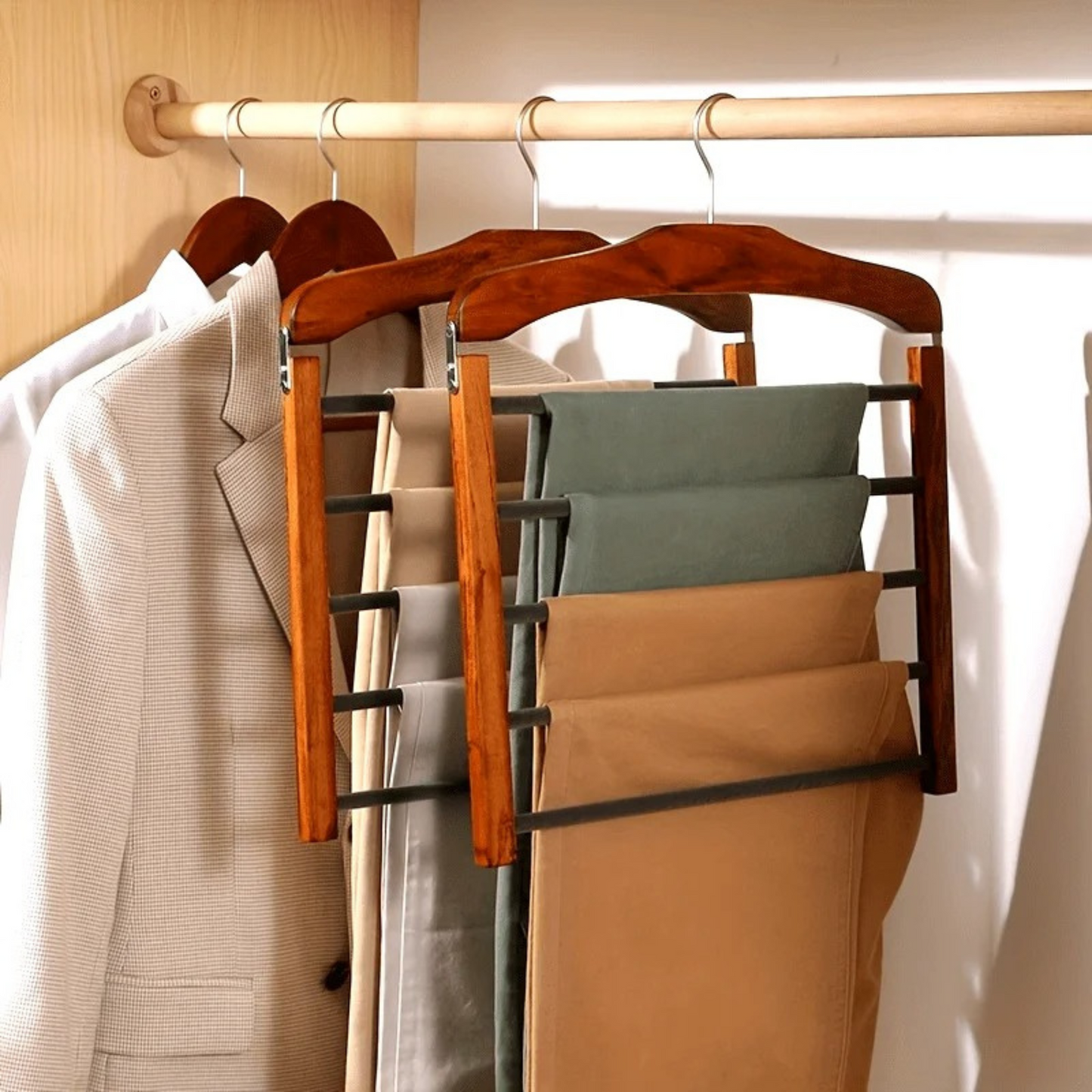 Cintre de Placard Étendable avec Barres Superposées pour Rangement Optimal