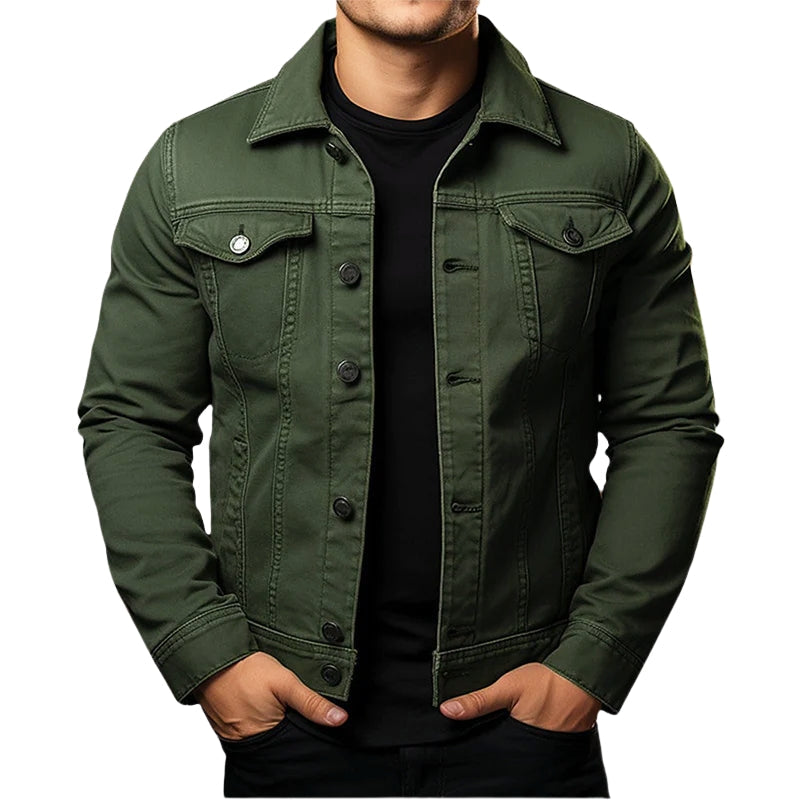 Veste Cuir Homme Classique avec Col Revers