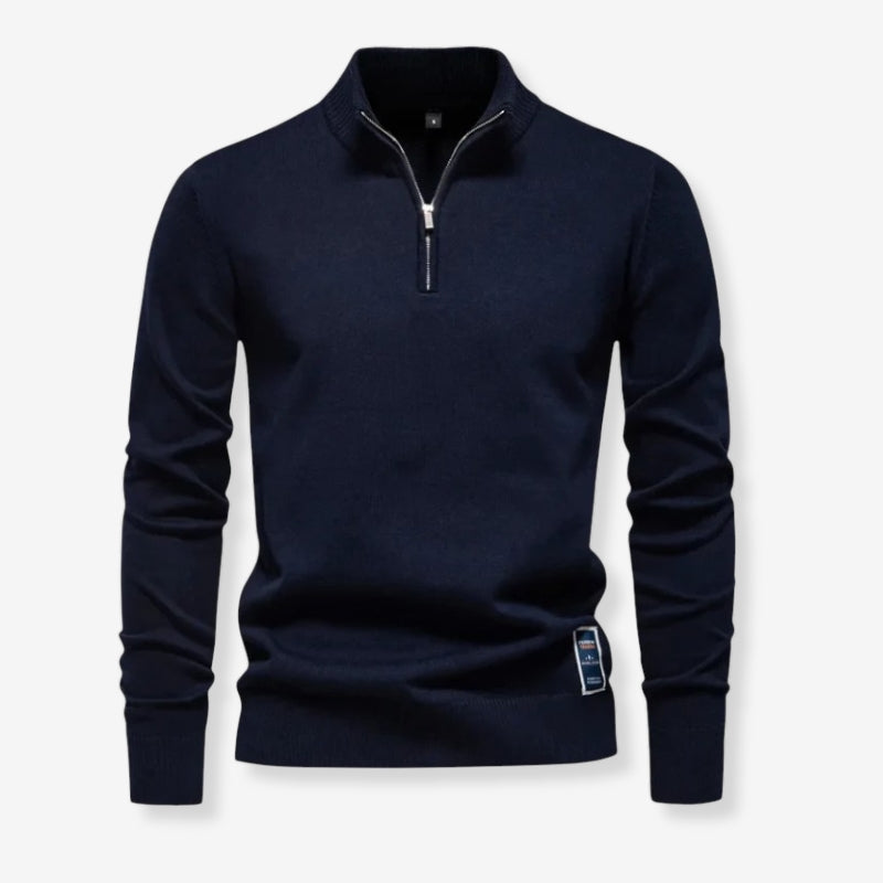 Pull Homme Col Zippé Manches Longues Chic