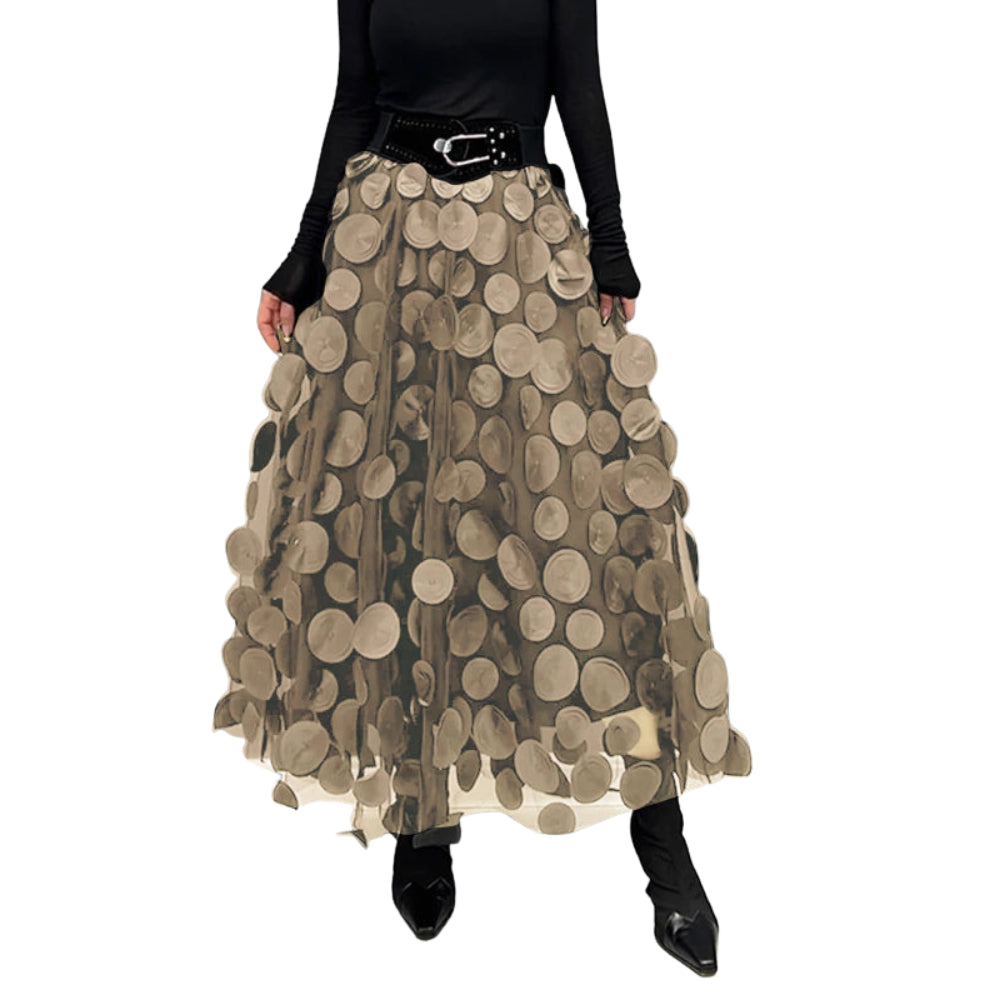 Jupe Élastique Taille Haute à Pois Féminine