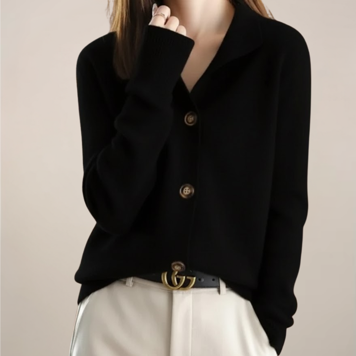Cardigan Femme Printemps Décontracté avec Col et Boutons