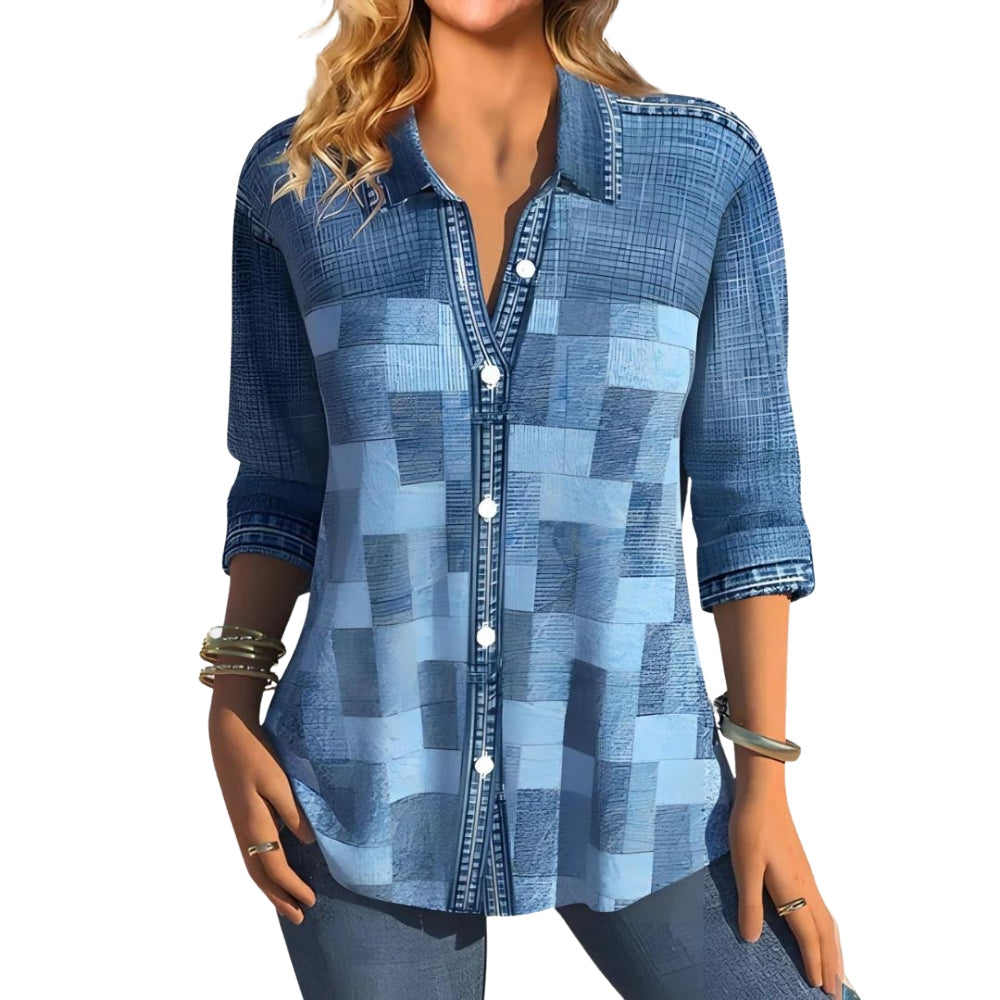 Chemise Femme à Manches Longues imprimé Fleur Décontractée