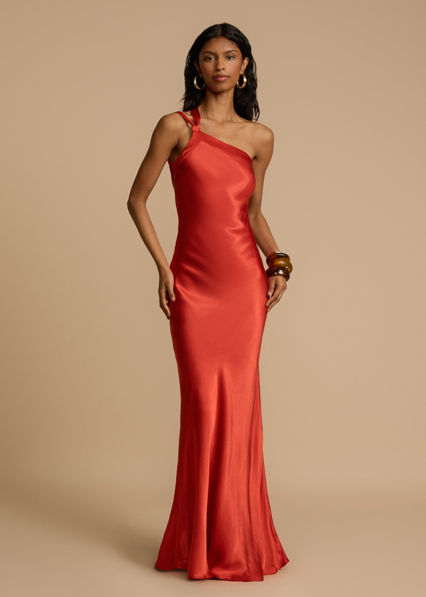 Robe de Soirée Femme Élégante en Soie, Dos Nu et Col en Biais