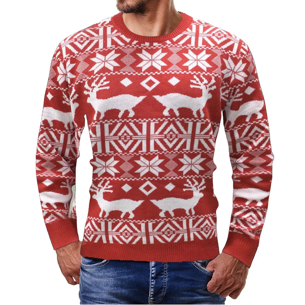 Pull Homme Hiver Rouge et Blanc à Carreaux Écossais - PanierRoyale