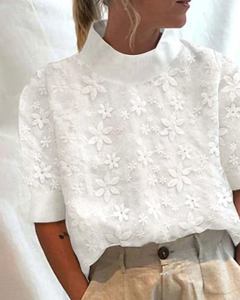 Blouse Femme Col Montant à Fleurs Élégante - BerlinGlamour