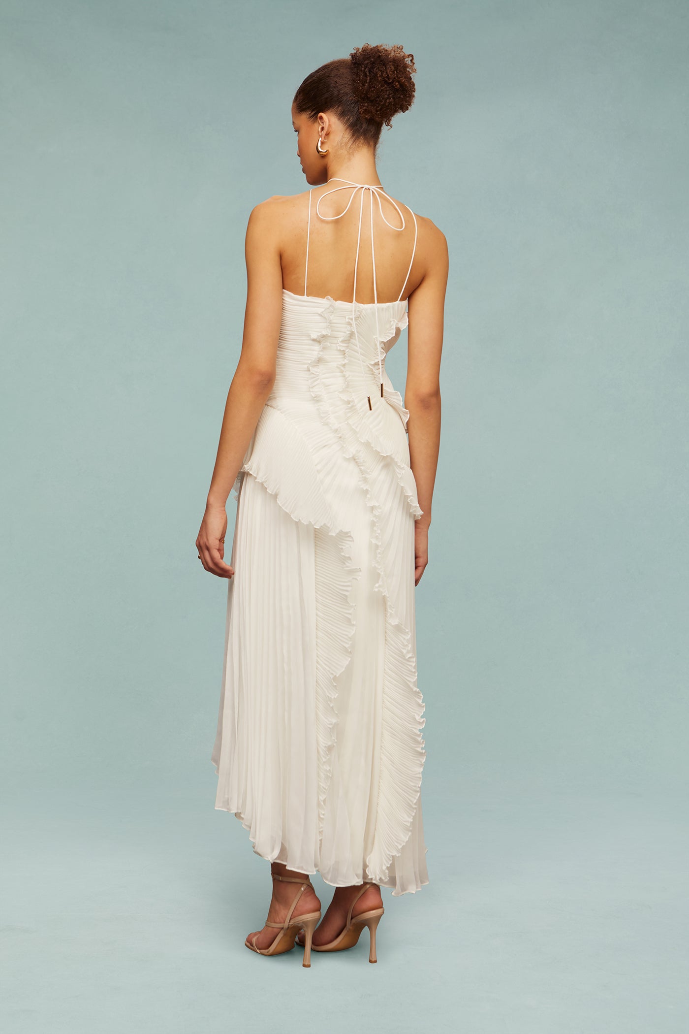 Robe Longue Femme Plissée Volants Asymétriques Fluides