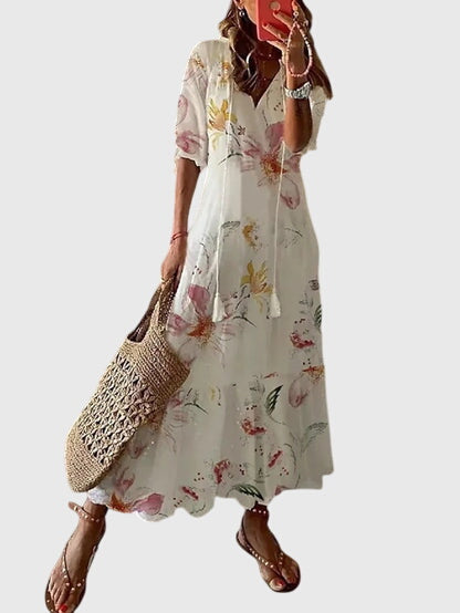 Robe Bohème Femme Décolleté en V Élégante