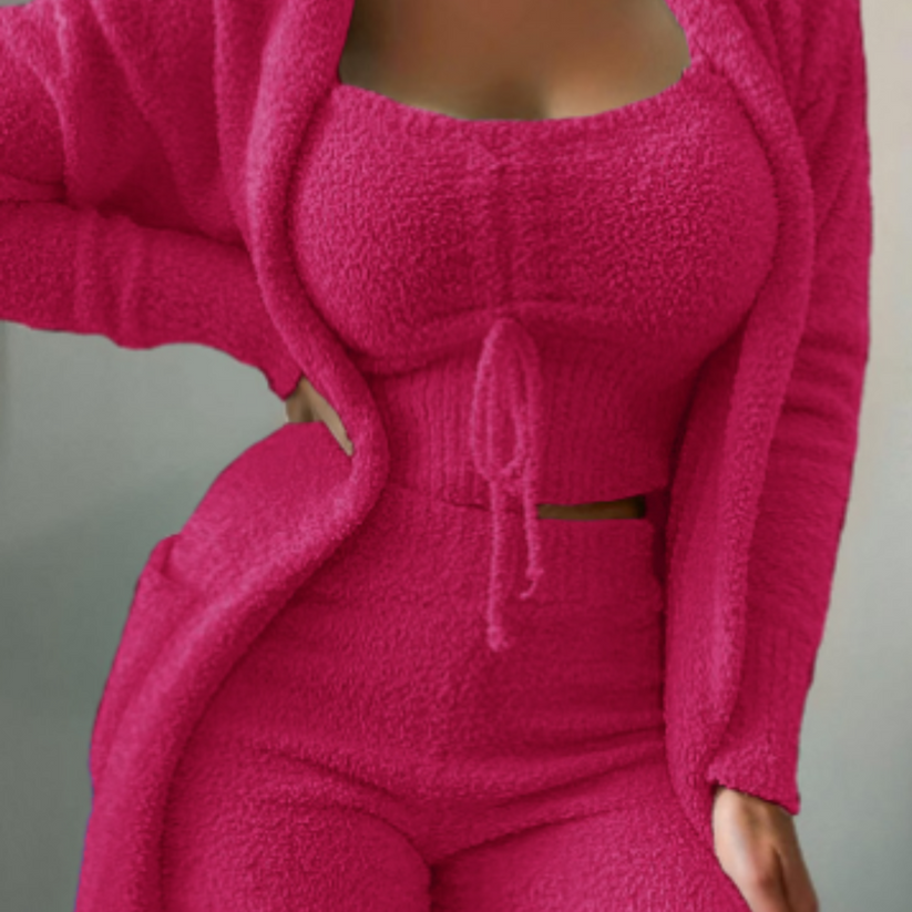 Ensemble Hiver Fille 3 Pièces Chaud avec Cardigan et Pantalon Court