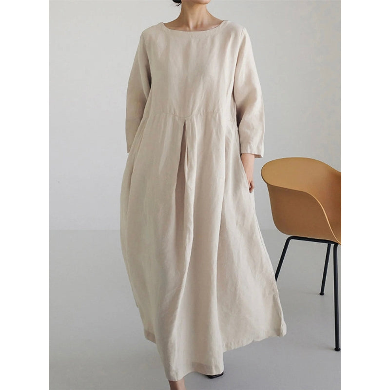 Robe Longue Féminine à Poches avec Silhouette Détendue