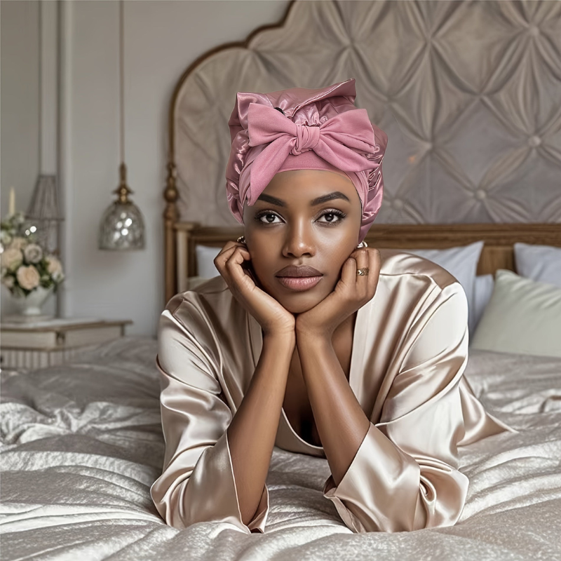 Bonnet de nuit en soie douce pour cheveux délicats