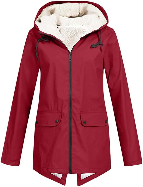 Veste Hiver Femme à Capuche Doublée et Chaude