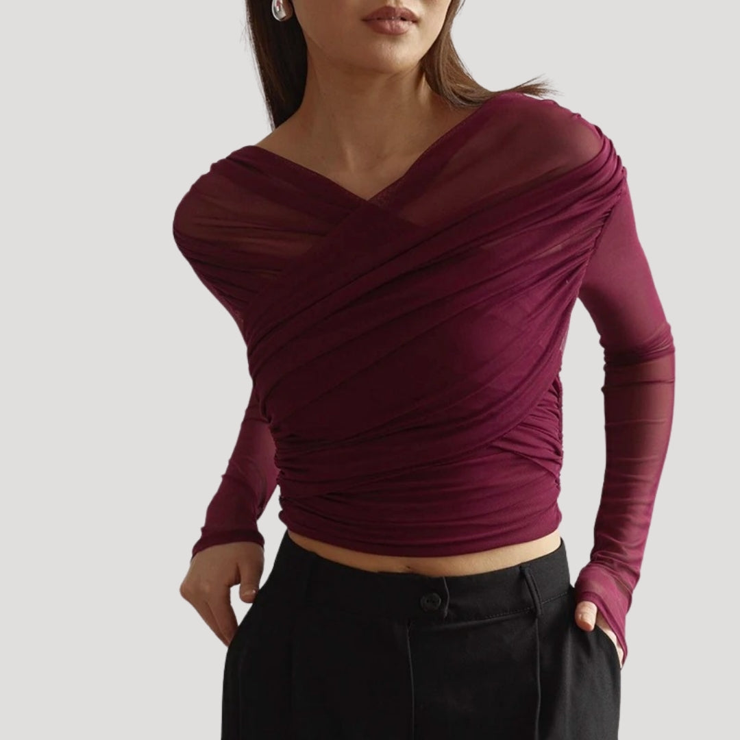 Top femme transparence manches longues pour printemps