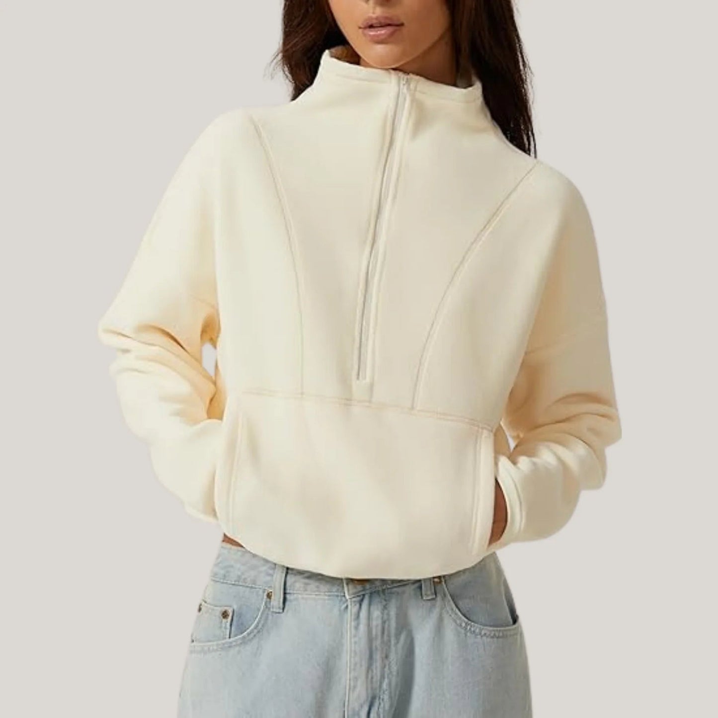 Pull femme chic zippé moderne