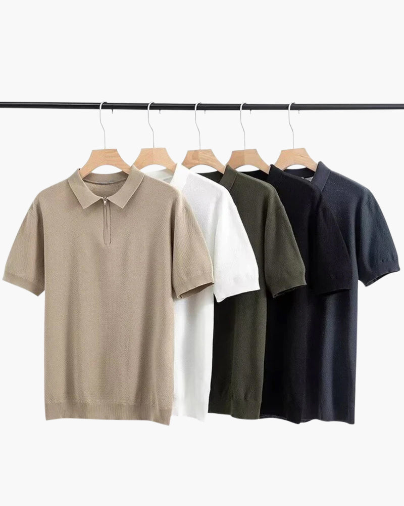 Chemise Polo Homme Manches Courtes ZIP Décontracté