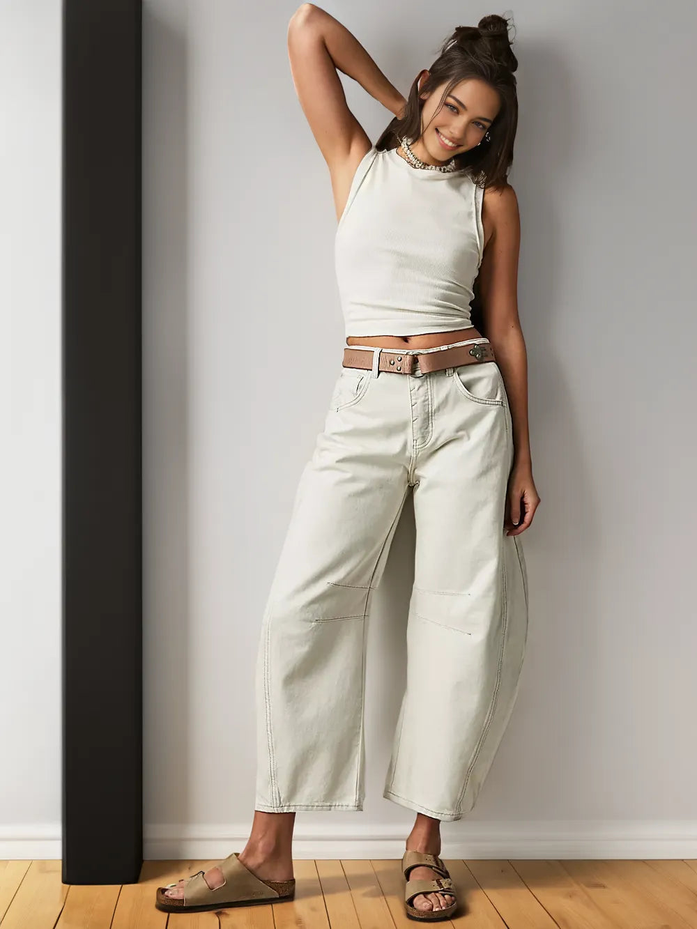 Jean Femme Décontracté avec Détails de Couture